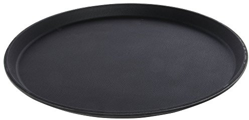 Cambro 1400TL110 Black Non-Skid Round 14 Treadlite Tray | Heavy-duty construction ensures reliable service in busy cafes, bars and restaurants while preventing spills.