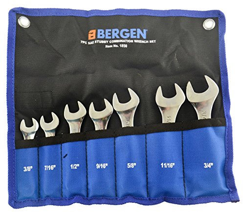 Stubby Spanners Wrench Set SAE Imperial 7pc 3/8 - 3/4 by Bergen AT134