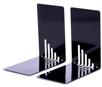 MAUL Buchstütze aus Metall (2er Pack) 14x8,5x14cm | Bücherhalter, Organzier für Kinder, Bücher, Büro, Regal | Bücherstütze möbelschonend aus stabilem Metall | Stilvoller Buchhalter | Schwarz