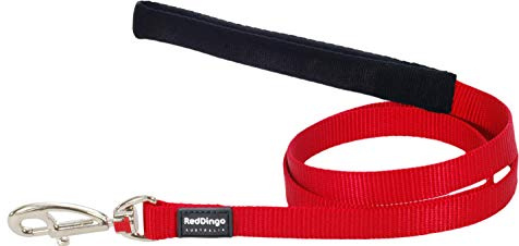 Red Dingo Dog Lead 1.2m Plain, Classic Red, Size Large (25mm x 1.2m)