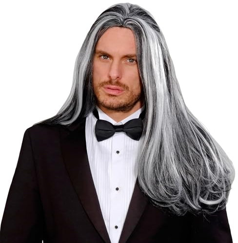 W WIDMANN MILANO Party Fashion M9198 - Dream Hair Perücke Viktorianischer Vampir, schwarz-grau, hohe Qualität, Mottoparty, Karneval