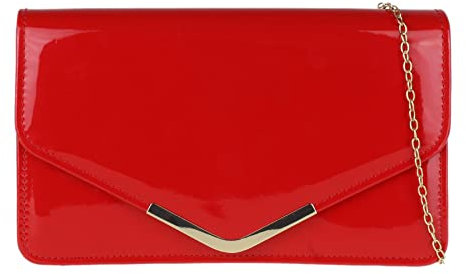 Girly Handbags Umschlag-Clutch mit Metallrahmen Rot