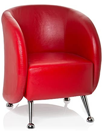 hjh OFFICE Polstersessel ST. Lucia Kunstleder Lounge-Sessel mit weicher Sitzpolsterung, 713220, Rot