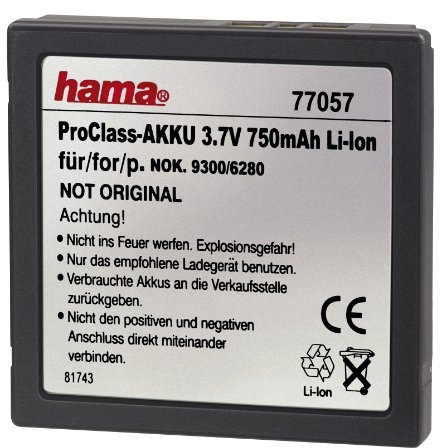 Hama ProClass-Akku Li-Ion 750 mAh für Nokia 6280/ 9300/ 9300i