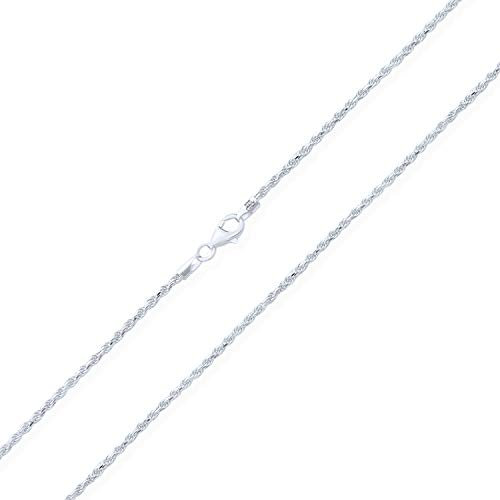 Bling Jewelry 40 Gauge .925 Sterling Silver Diamond Cut Rope Chain Necklace For Women Made In Italy 16 Inch
