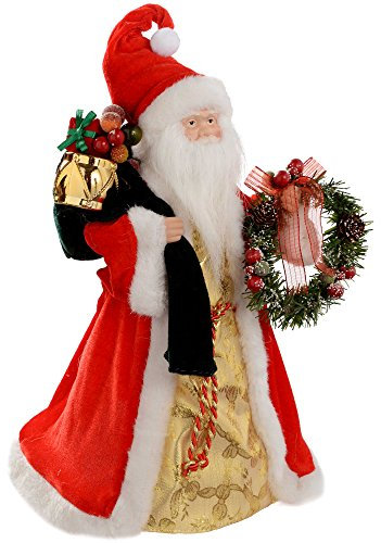 WeRChristmas Santa Decoration Christmas Tree Top Topper, 40 cm - Red/Gold