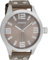 Oozoo C1014 - Herrenuhr, Lederband Taupe, Streifen