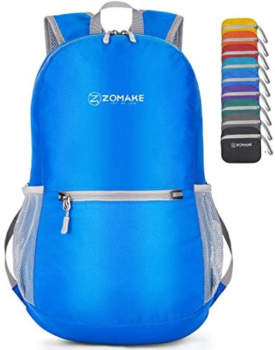ZOMAKE Lightweight Foldable Backpack,Packable Rucksack 20L Ultra Light Small collapsible daypack For Men Women Travel Hiking Walking(New Dark Blue)