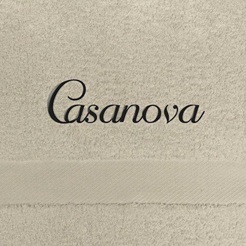 digital print Badehandtuch mit Namen Casanova Bestickt, 70x140 cm, beige, extra Flauschige 550 g/qm Baumwolle (100%), Handtuch mit Namen besticken, Badetuch mit Bestickung