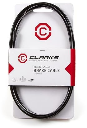 Clarks Stainless Steel Brake Cable - 2m Black Universal Brake Wires for Front and Rear Brakes with Standard Outer Casing for Mountain Bikes (MTB), Hybrid & Road Bikes