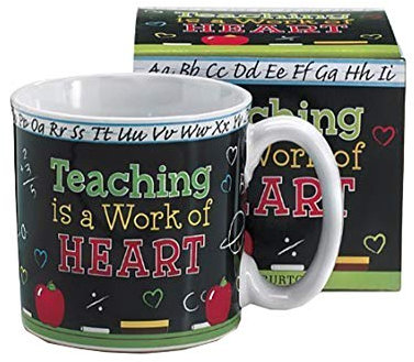 Taza de café con caja de regalo con texto en inglés Teaching is A Work of Heart