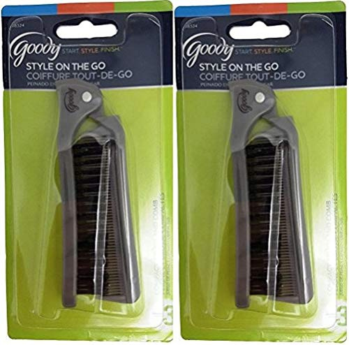 Goody 08524 Style On The Go Compact Brush and Comb Combo (Pack of 2); Maintain Your Look On the Go; Perfect Size for Purse, Pocket or Tote Bag; Measures Approx. 8.25 When Unfolded & 4.5 When Folded