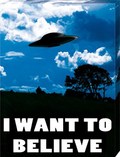1art1 UFOs Poster I Want to Believe Bilder Leinwand-Bild Auf Keilrahmen | XXL-Wandbild Poster Kunstdruck Als Leinwandbild 80x60 cm