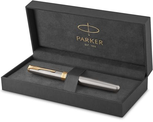 Parker Sonnet Fountain Pen | Stainless Steel with Gold Trim | Fine Nib | Gift Box