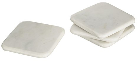 Premier Housewares Marble Square Coasters, Off/White, Set of 4