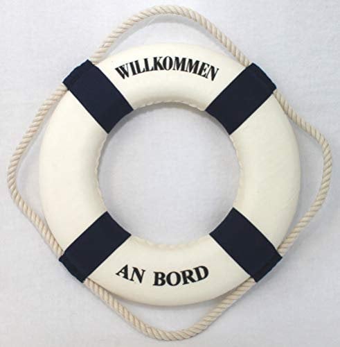 Unbekannt Deko Rettungsring blau/weiß Willkommen an Bord 25cm