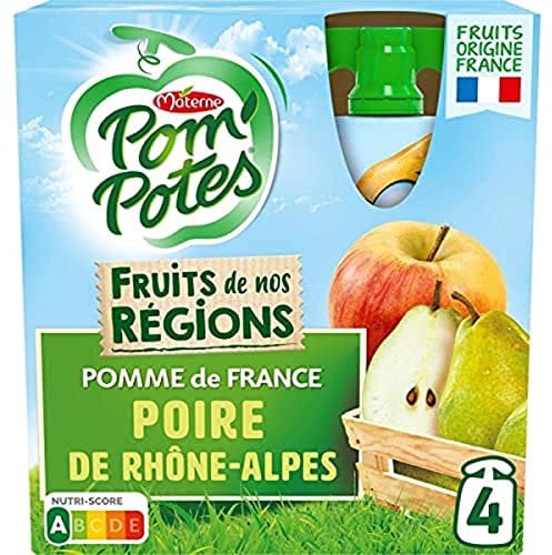 Materne Compotes pomme et poire, sans sucres ajoutés - Les 4 gourdes de 90g