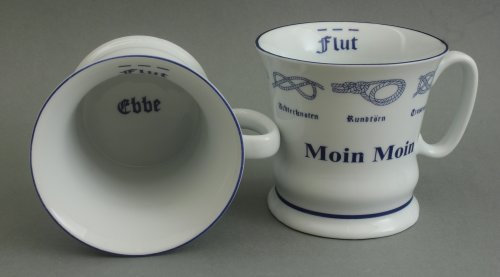 Buddel-Bini Moin Moin Kaffeebecher Kaffeepott mit Seemannsknoten hoch