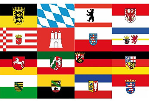 Everflag ALLE 16 Bundesländer-Stock-Flaggen im Set + Deutschland!