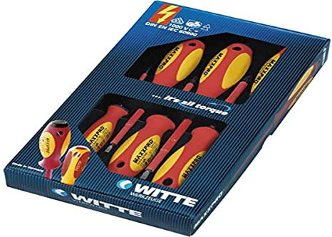 Witte 653744 Maxxpro-Schraubendreher-Satz 5-teilig, VDE SB/PZ 1/PZ 2 in Kartonverpackung