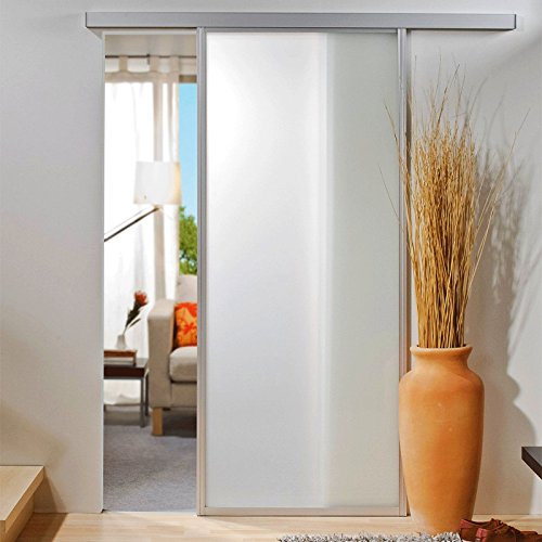 Glasschiebetür auf Maß bis 1200x2700mm weiss matt mit umlaufendem 26mm Aluminium Profil Zimmertür gerahmt