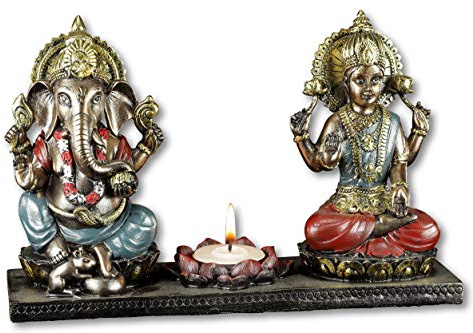Ganesha Figur mit Krishna - Teelichthalter