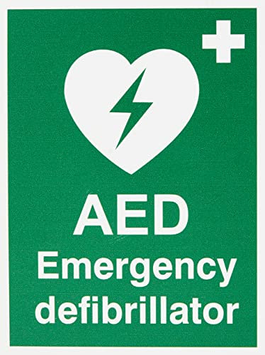 Seco AED Notfall-Defibrillator-Schild, 150 mm x 200 mm – 1 mm, halbstarrer Kunststoff