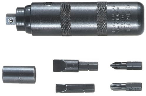 Klein Tools 70220 Impact Driver, Made in USA, Reversible Driver Set Includes 3/8-Inch Square Drive Adapter and Four Hex Bits