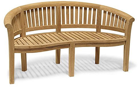 Jati Wimbledon Teak Garden Banana Bench - 3-Seater, Delivered Ready Assembled