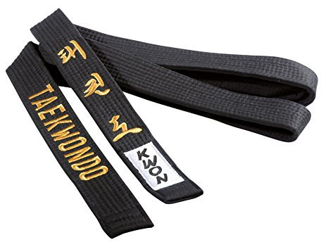 Schwarzer Taekwondo Gürtel 4 cm mit Bestickung (320)