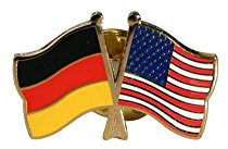 Flaggenfritze Freundschaftspin Deutschland - USA, 22 mm, Flaggen Pin vergoldet aus Hartemaille, Länder Anstecker zum Sammeln und Tragen