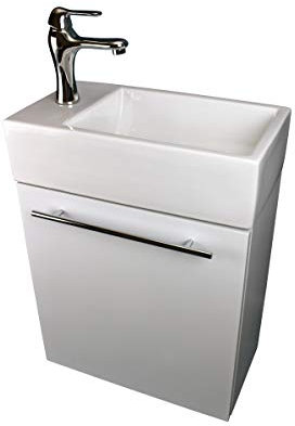 Dandi 43,5 cm Wandschrank Waschtisch Waschbecken Weiß Combo Wasserhahn Abfluss mit Handtuchstange Wasserhahn Abfluss und Überlauf Renovatoren Versorgung Herstellung