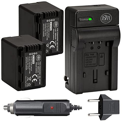 BM Premium 2-Pack of VW-VBT380 Batteries and Battery Charger for Panasonic HCV380, HCV510, HCV520, HCV550, HC-V710, HC-V720, HC-V750, HC-V770, HC-VX870, HC-VX981, HC-W580, HC-W850, HC-WXF991 Camcorder