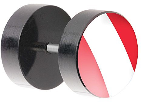 Piersando Ohrstecker Ohrringe Piercing Fake Ohr Plug Flesh Tunnel Fahne Motiv Fussball EM & WM Fanartikel Land Flagge Schmuck Österreich 10mm
