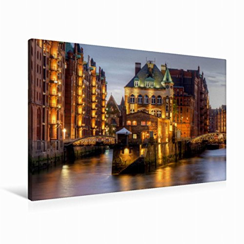Premium Textil-Leinwand 90 x 60 cm Quer-Format Hamburg - Speicherstadt | Wandbild, HD-Bild auf Keilrahmen, Fertigbild auf hochwertigem Vlies, Leinwanddruck von Thomas Seethaler