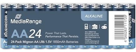 MediaRange: Alkaline Batterien AA LR6 1,5V 24er-Pack | 24er-Pack | Premium Alkaline | 0 % Kadmium & Quecksilber