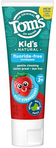 Tom's of Maine - Sans fluorure - Dentifrice pour enfants Anticavity, dentifrice pour enfants, dentifrice naturel, fraise Silly, 144 g
