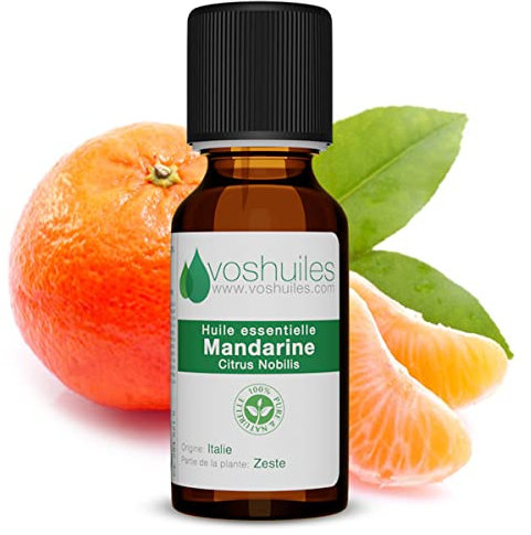 Voshuiles - Huile Essentielle Mandarine - 10ml - 100% Pure et Naturelle - HEBBD - Utilisation en Massage dans Huile Végétale - Parfum Très Aromatique - Traçabilité et Qualité - Entreprise Française