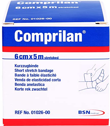 BSN Medical Comprilan Stretch-Bandage, 100% Baumwolle, kurz, 6 cm x 5 m, 1 Stück, mehrfarbig 01026-00