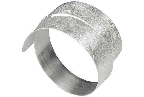 SILBERMOOS Damen Armreif Armspange offen gewickelt flexibel gebürstet Spirale 925 Sterling Silber