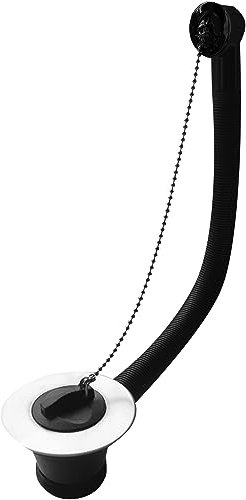Wirquin WSO33SS 1.5 Sink Waste with black plastic plug, chrome chain and external overflow