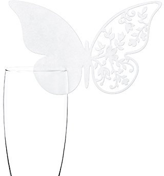 jakopabra Tischkarten Platzkarten zum Aufstecken fürs Glas 10 Stück (Schmetterling mit Blumenornamenten)