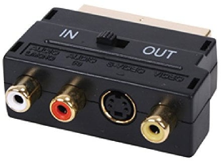 World of Data Scart Adapter - Premium Quality / 24k Gold Plated/SVHS (4-Pin) / S-Video/TV-Out / / RCA/Scart / 21-pin (Fully Wired) / Switched (In/Out)