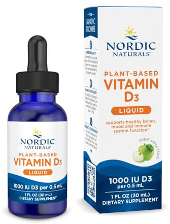 Nordic Naturals Plant-Based Vitamin D3 Liquid - 1 oz - 1000 IU Vitamin D3 - Healthy Bones, Mood & Immune System Function - Non-GMO, Vegan - 60 Servings