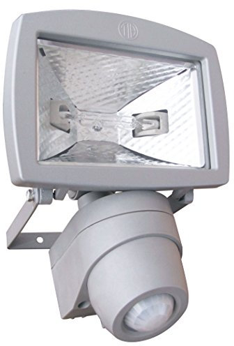 Tibelec 344240 Projecteur Eco-Halogène avec Détecteur de Mouvement Extérieur Fonte d'Aluminium Gris 120 W