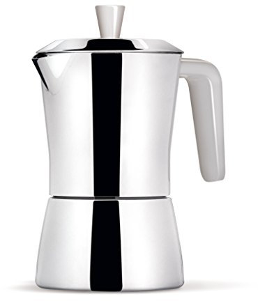 Caffettiera 6/3 tazze - manico e pomolo bianchi