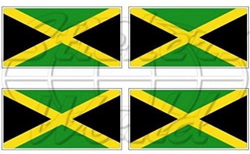 Jamaika-Flagge Karibik 50 mm Vinyl Stoßstangen-Helm-Aufkleber, 4 Stück