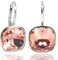 Ohrringe 925 Silber Rosa Marken Kristalle Vintage Rose Ohrhänger kurz NOBEL SCHMUCK
