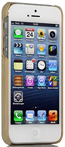 STILGUT Back-Cover kompatibel mit iPhone SE aus Leder, Khaki Vintage