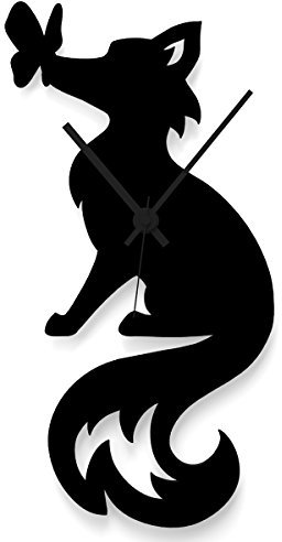 WANDKINGS Wanduhr Fuchs aus Acrylglas, in 11 Farben erhältlich (Farbe: Uhr = Schwarz matt; Zeiger = Schwarz)